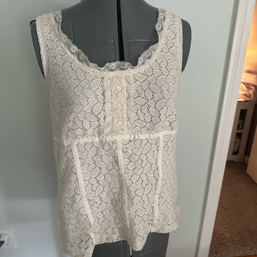 Elegant Lace Cream Tank Top